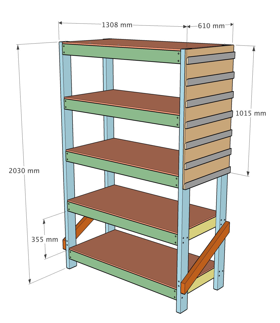 DIY 5-Tier Shelving Unit Plans - Imperial AND Metric