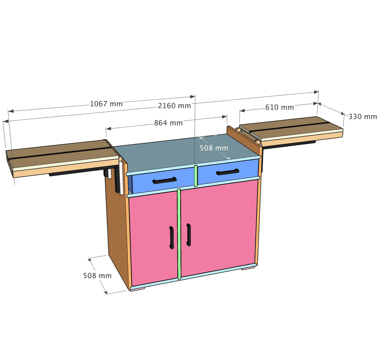 King Size Miter Saw Station Plans - Imperial AND Metric