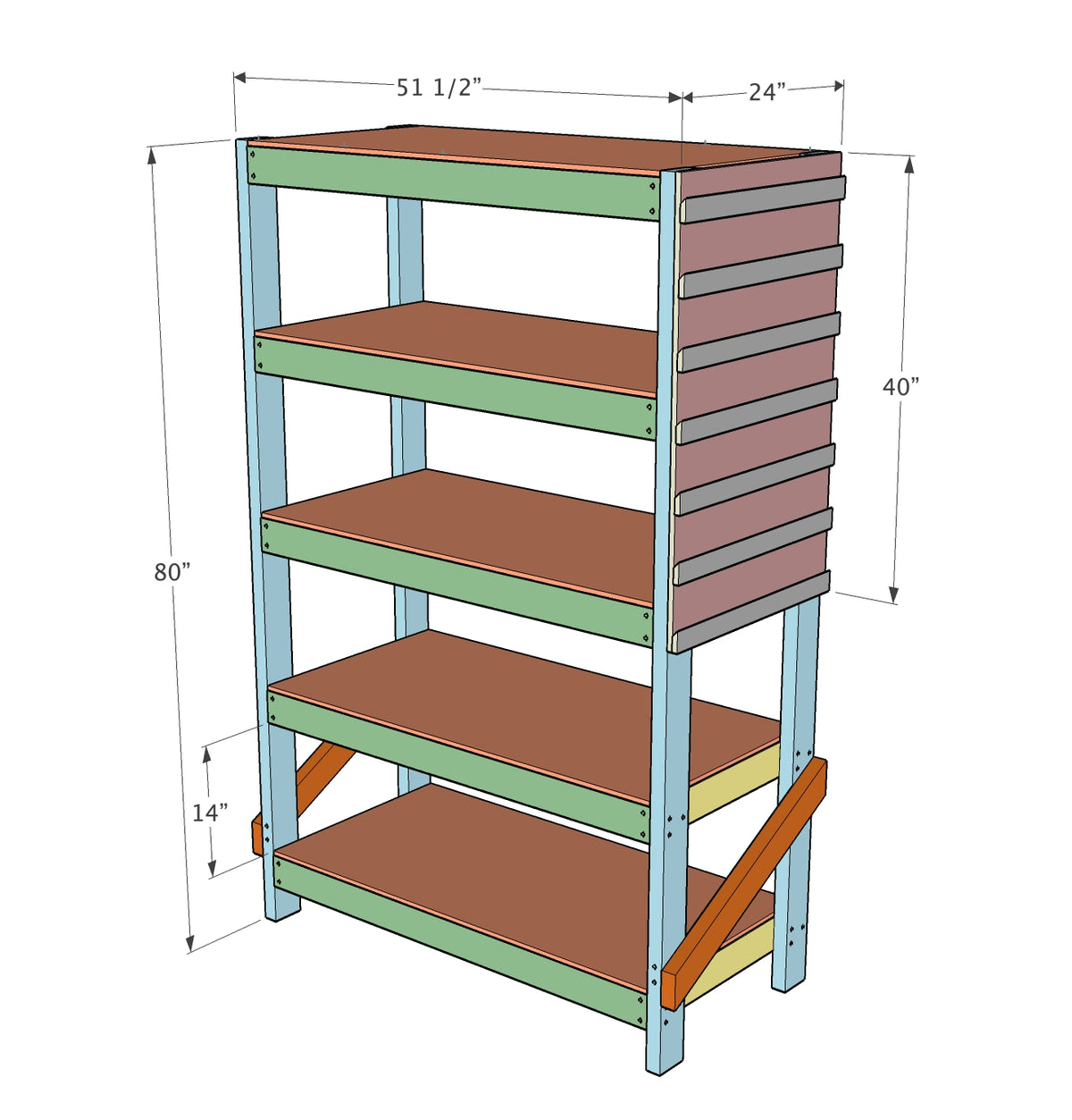 DIY 5-Tier Shelving Unit Plans - Imperial AND Metric – Thomas Custom ...