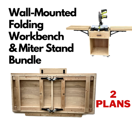 Wall-Mounted Folding Workbench & Miter Saw Station Plan Bundle