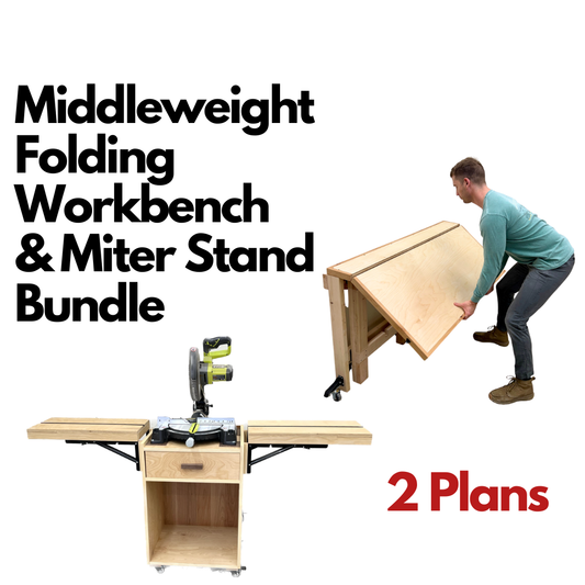 Middleweight Folding Workbench & Miter Saw Station Plan Bundle - Imperial AND Metric